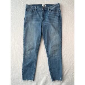 PAIGE Jeans Hoxton Crop Ankle Pants Women Size 31 Light Wash Stretch Raw Hem